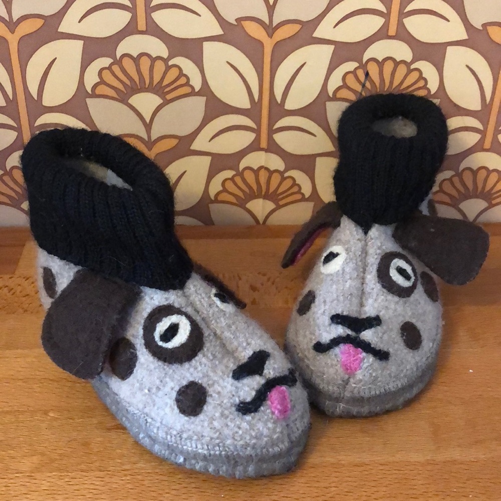 Garnet Hill Puppy Wool slipper shoes toddler sz 6